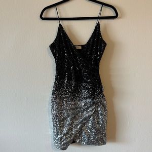 Black and Silver Sequin Dress
